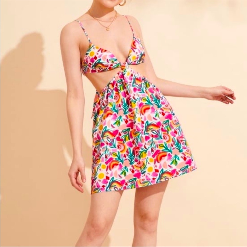 Floral Print Cut Out Dress